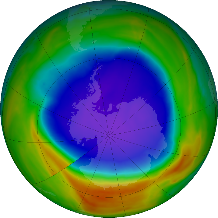 Antarctic ozone map for 23 October 2018
